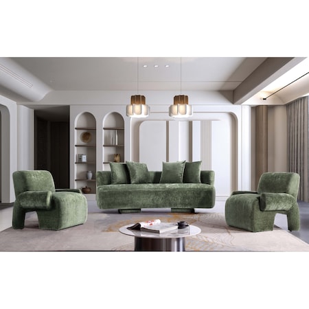 Manhattan Comfort 3-Piece Verandah  90.6 in. Sofa, and 2 Accent Chairs in Olive Green 3-LSAC1769-OG